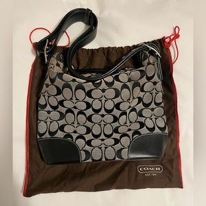 Coach Signature Canvas Leather Black Y2K Hobo Handbag 6347